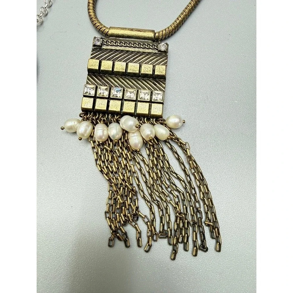 Long Fringe Necklace Lot of 3 Opera Signed Statement Casual Everyday‎ Designer